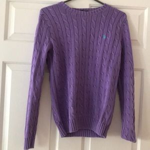 Purple cable-knit Ralph Lauren sweater